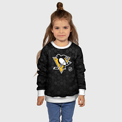 Свитшот детский Питтсбург Пингвинз - черные соты, цвет: 3D-белый — фото 2