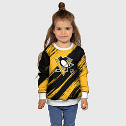 Свитшот детский Питтсбург Пингвинз - брызги краски, цвет: 3D-белый — фото 2