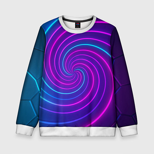 Детский свитшот Сине-фиолетовая спираль / 3D-Белый – фото 1