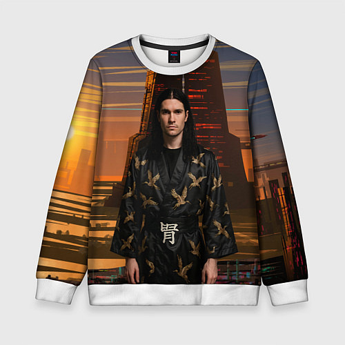 Детский свитшот Bones в халате с журавлями / 3D-Белый – фото 1