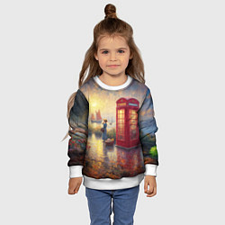 Свитшот детский Женщина у телефонной будки на набережной, цвет: 3D-белый — фото 2