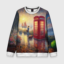 Детский свитшот Женщина у телефонной будки на набережной