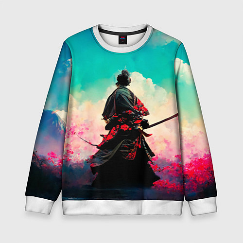 Детский свитшот Самурай и сакура / 3D-Белый – фото 1