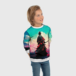 Свитшот детский Самурай и сакура, цвет: 3D-белый — фото 2