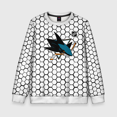 Детский свитшот Сан Хосе Шаркс - белые плиты / 3D-Белый – фото 1