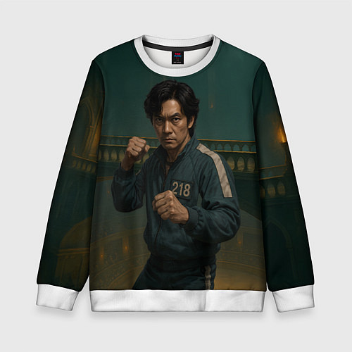 Детский свитшот Игрок 218 в боевой стойке / 3D-Белый – фото 1