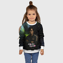 Свитшот детский Игра в кальмара - игрок 218 скрещивает руки, цвет: 3D-белый — фото 2