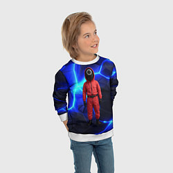 Свитшот детский Игра в кальмара страж треугольник, цвет: 3D-белый — фото 2