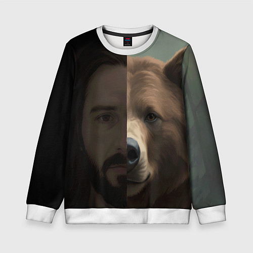 Детский свитшот Человек-медведь / 3D-Белый – фото 1