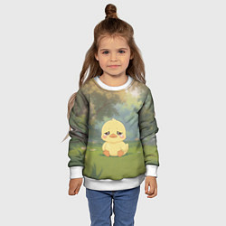 Свитшот детский Маленький утенок на поляне, цвет: 3D-белый — фото 2