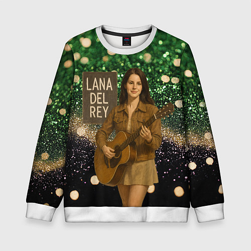 Детский свитшот Lana Del Rey играет на гитаре / 3D-Белый – фото 1