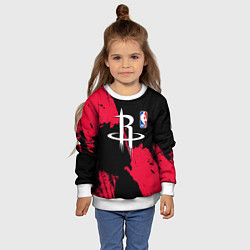 Свитшот детский Хьюстон Рокетс - брызги краски, цвет: 3D-белый — фото 2