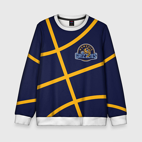 Детский свитшот Мемфис Гриззлис - баскетбольные линии / 3D-Белый – фото 1