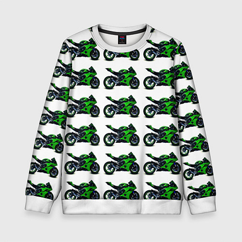 Детский свитшот Motorbike green / 3D-Белый – фото 1