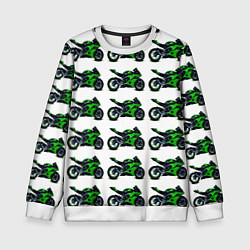 Свитшот детский Motorbike green, цвет: 3D-белый