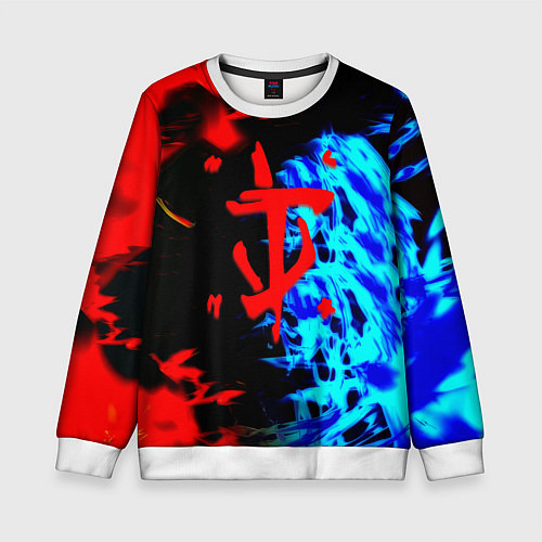 Детский свитшот Doom лёд и пламя / 3D-Белый – фото 1