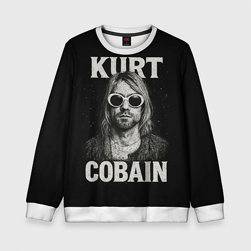 Детский свитшот Курт Кобейн - гранж-арт / 3D-Белый – фото 1