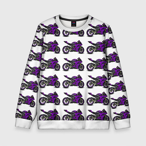 Детский свитшот Motorcycle purple / 3D-Белый – фото 1
