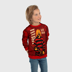 Свитшот детский Нирвана, гранж из 90-х, цвет: 3D-красный — фото 2