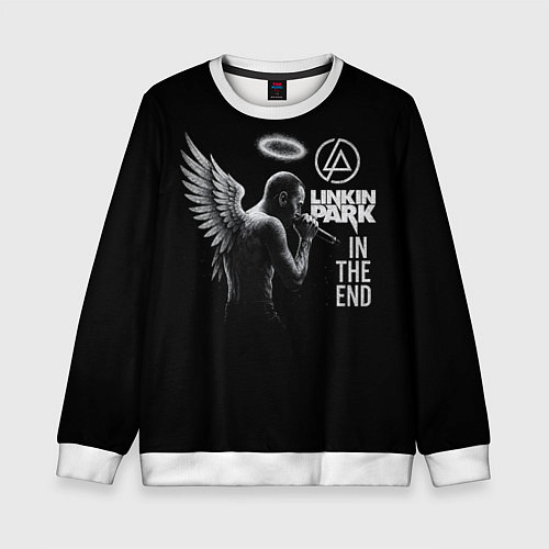 Детский свитшот Честер Беннингтон ангел- In the end / 3D-Белый – фото 1