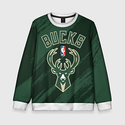 Свитшот детский Милуоки Бакс - цвета команды, цвет: 3D-белый