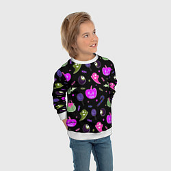 Свитшот детский Halloween pink black pumpkin, цвет: 3D-белый — фото 2