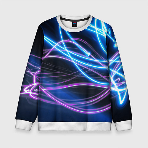 Детский свитшот Неоновая абстракция на темном / 3D-Белый – фото 1