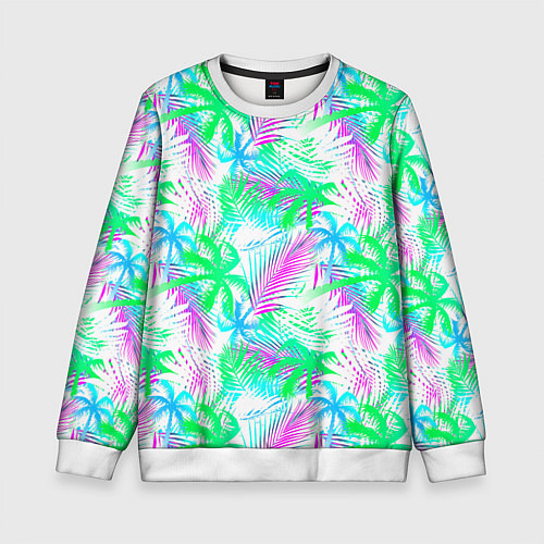 Детский свитшот Palm green light blue / 3D-Белый – фото 1