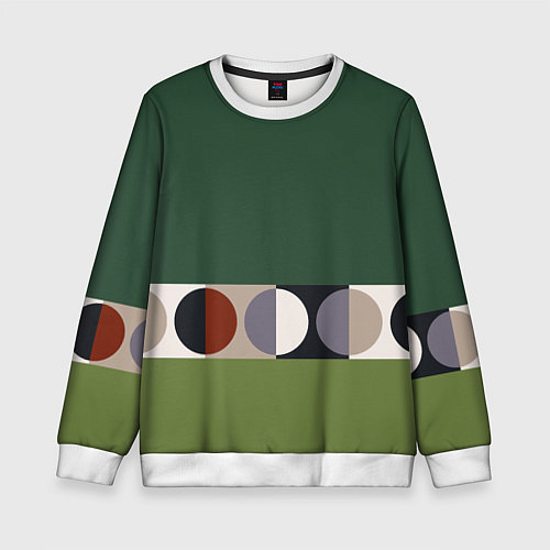 Детский свитшот Луна Малевича сосновый зеленый / 3D-Белый – фото 1