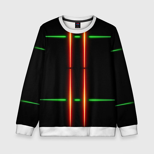 Детский свитшот Neon green black red line / 3D-Белый – фото 1