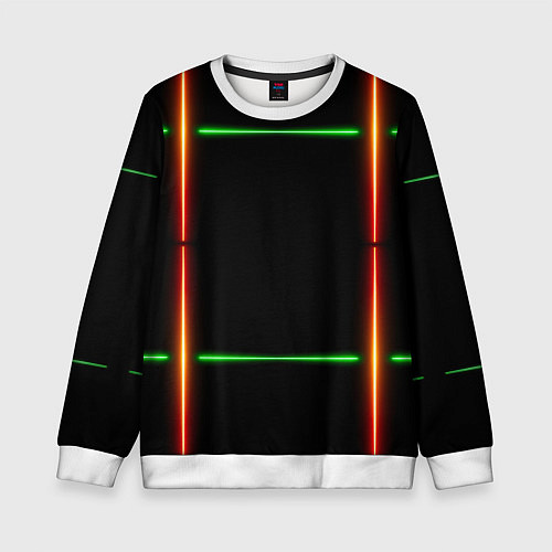 Детский свитшот Color black green orange lines / 3D-Белый – фото 1