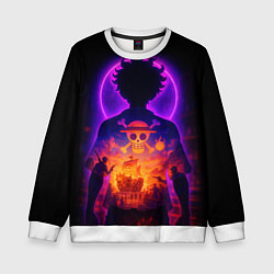 Детский свитшот Ванпис - неоновый Луффи