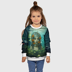 Свитшот детский Леди Гага под водой в аквариуме, цвет: 3D-белый — фото 2