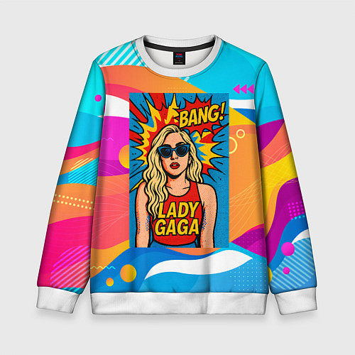 Детский свитшот Леди Гага в стиле комиксов / 3D-Белый – фото 1