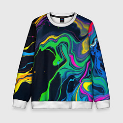 Свитшот детский Разводы и переливы разноцветной краски, цвет: 3D-белый