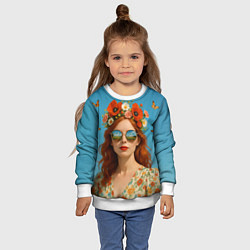 Свитшот детский Девушка в очках, цвет: 3D-белый — фото 2