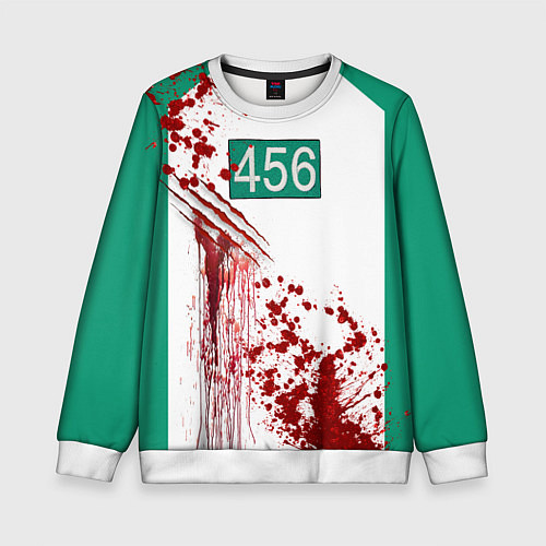 Детский свитшот Кровавая форма игрока 456 из игры в кальмара / 3D-Белый – фото 1