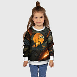 Свитшот детский Корабль ВМФ на фоне камуфляжа, цвет: 3D-белый — фото 2