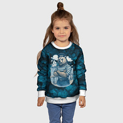 Свитшот детский Медведь ВМФ в тельняшке, цвет: 3D-белый — фото 2