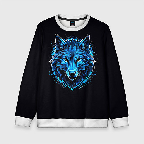 Детский свитшот Волк в красках / 3D-Белый – фото 1