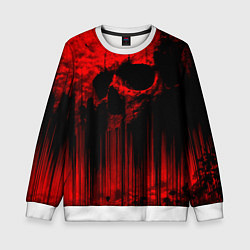Свитшот детский Красный череп на фоне абстракции, цвет: 3D-белый