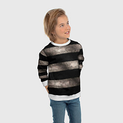 Свитшот детский Черно-белая тельняшка текстура, цвет: 3D-белый — фото 2