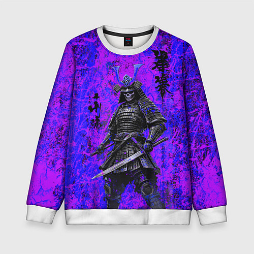 Детский свитшот Призрак самурай - неоновые краски / 3D-Белый – фото 1