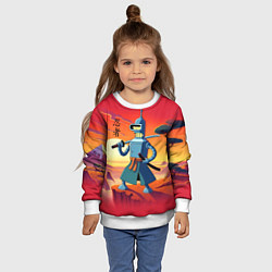 Свитшот детский Бендер ниндзя в Японском пейзаже, цвет: 3D-белый — фото 2