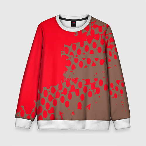 Детский свитшот Абстрактные алые пятна на цвете какао / 3D-Белый – фото 1