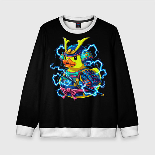 Детский свитшот Электрическая уточка самурай / 3D-Белый – фото 1