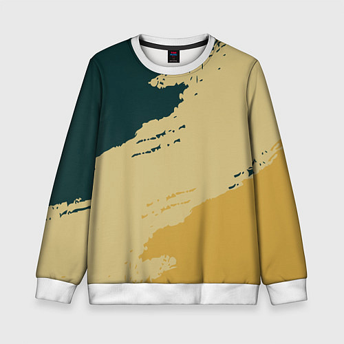 Детский свитшот Желто-зеленые абстрактные полосы / 3D-Белый – фото 1