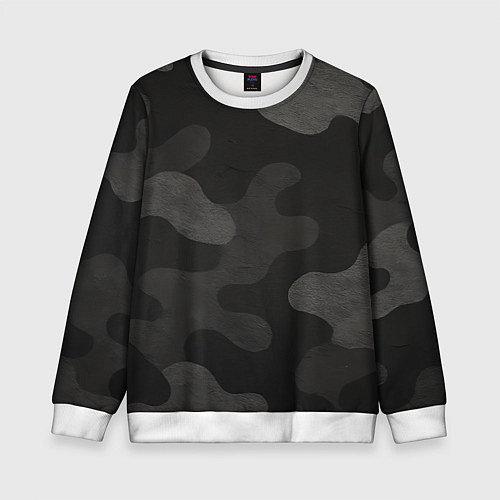 Детский свитшот Черно-серый камуфляж / 3D-Белый – фото 1