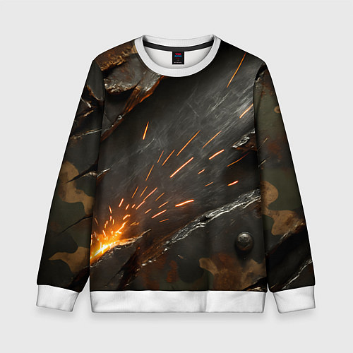 Детский свитшот Искры метала под камуфляжем / 3D-Белый – фото 1