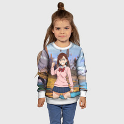 Свитшот детский Сиратори Айра злая - Дандадан, цвет: 3D-белый — фото 2